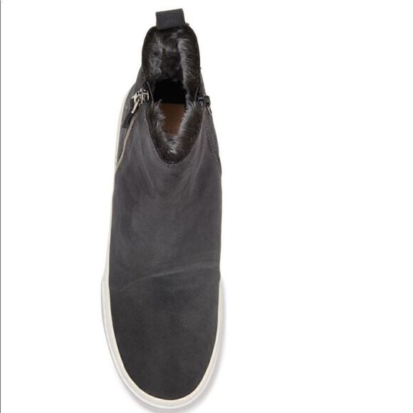 DOLCE VITA Faux Shearling Sneaker Wedge Bootie,  Black Leather, Size 8 1/2, NWT - Picture 8 of 15